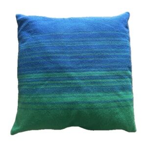 THE ELDER STATESMAN 20x20 blue and green gradient cashmere throw pillow